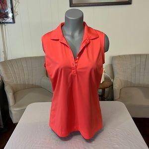 Women’s Nike Golf Collared Tank Top in Coral Size Large